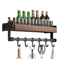 Walnut wall shelf with hooks by Glow Ritual