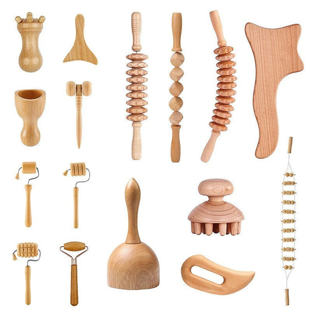 5-piece wood therapy massage set by Glow Ritual