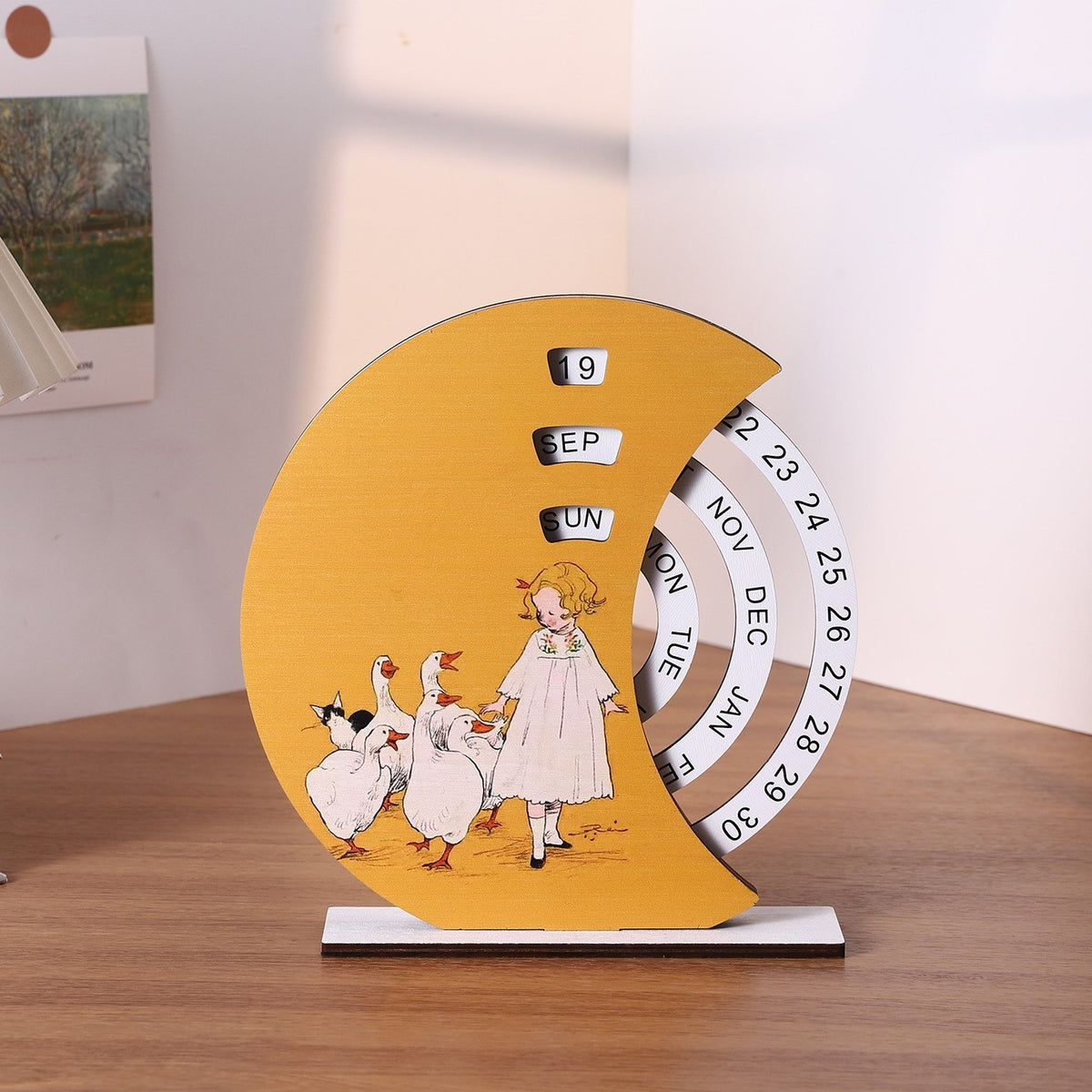 Wooden perpetual desk calendar by Glow Ritual
