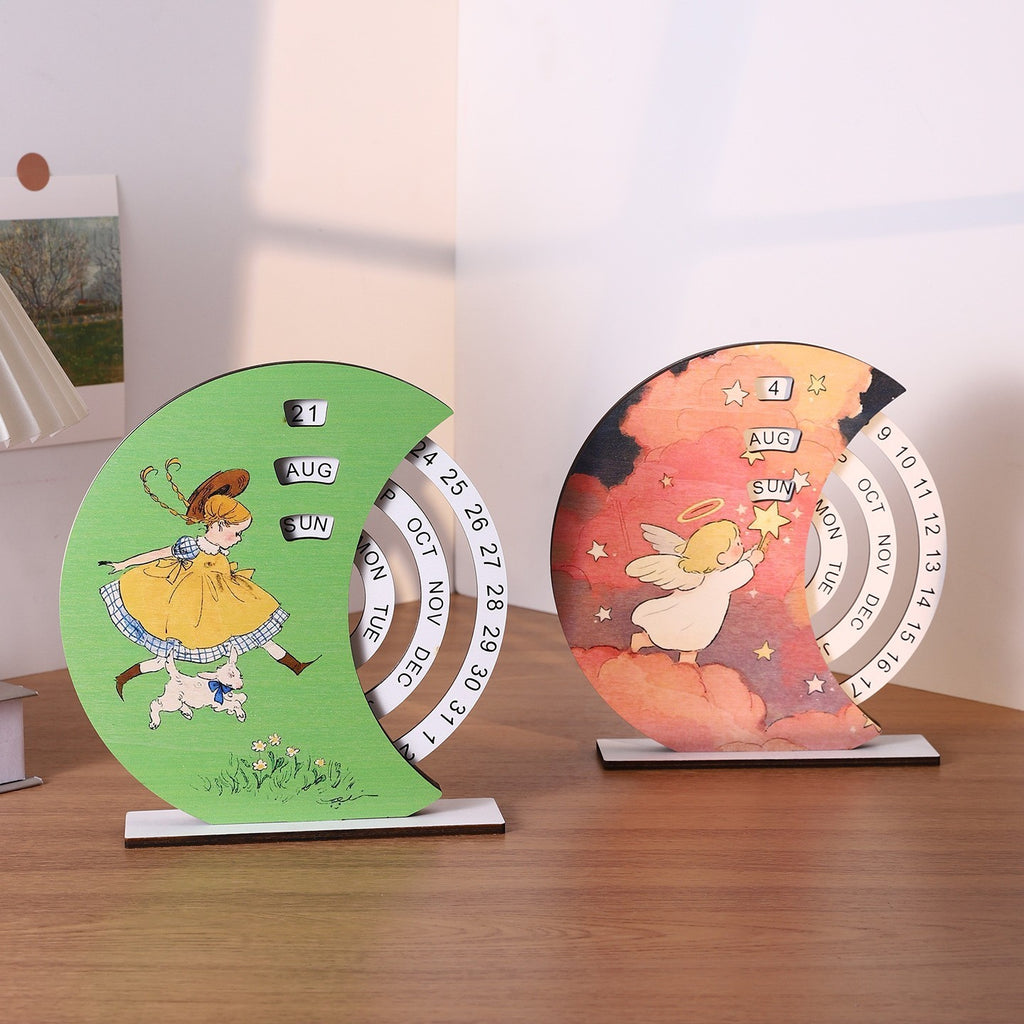 Wooden perpetual desk calendar by Glow Ritual