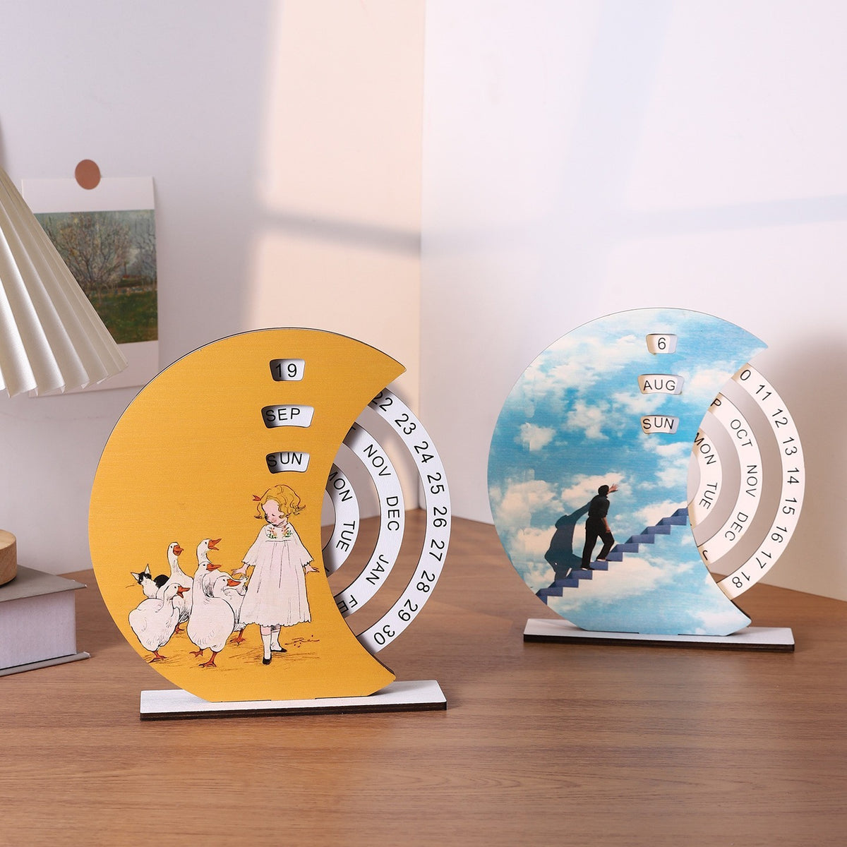 Wooden perpetual desk calendar by Glow Ritual