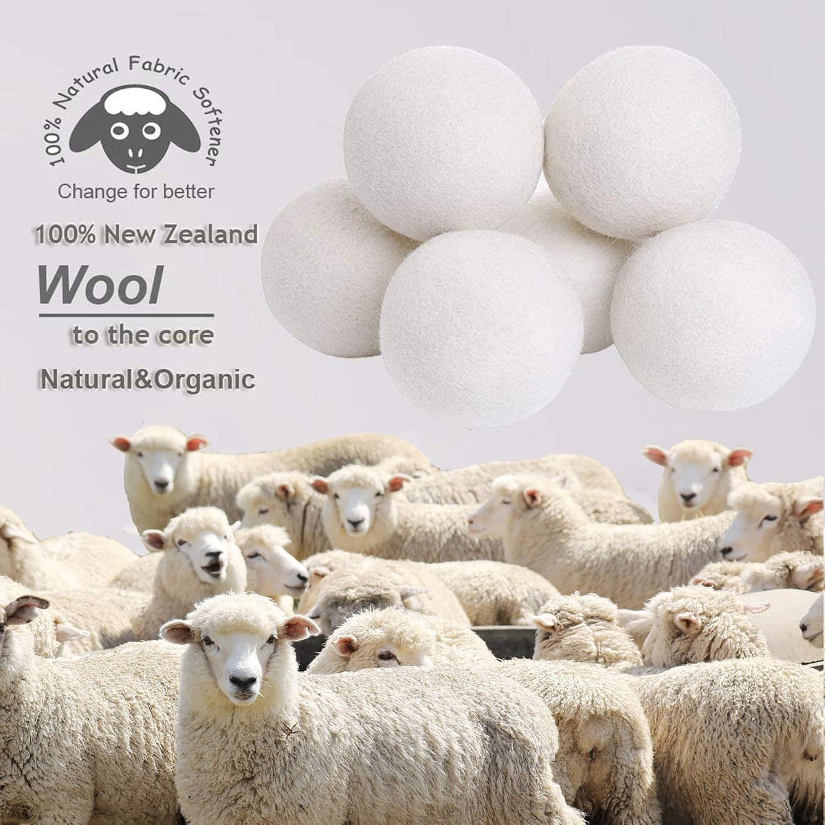 Wool dryer balls 6 pack by Glow Ritual